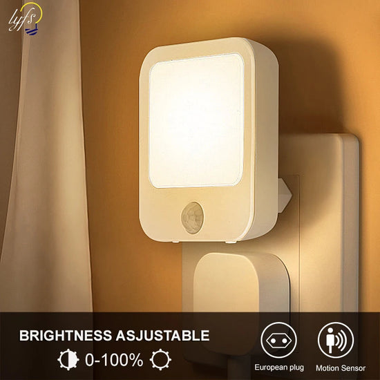 Night Light Motion Sensor With LED Light EU Plug Lamps Children&