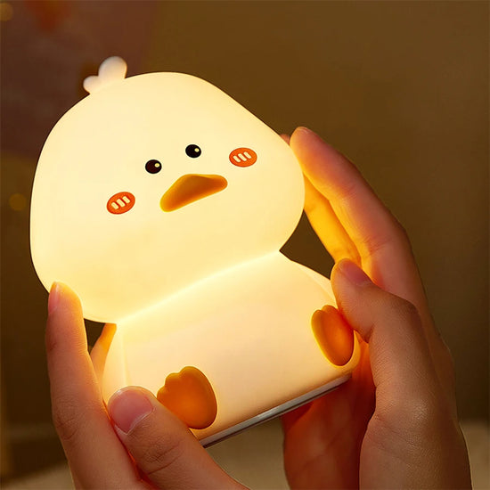 Rechargeable Silicone LED Night Light Cartoon Cute Duck Patting Lamp