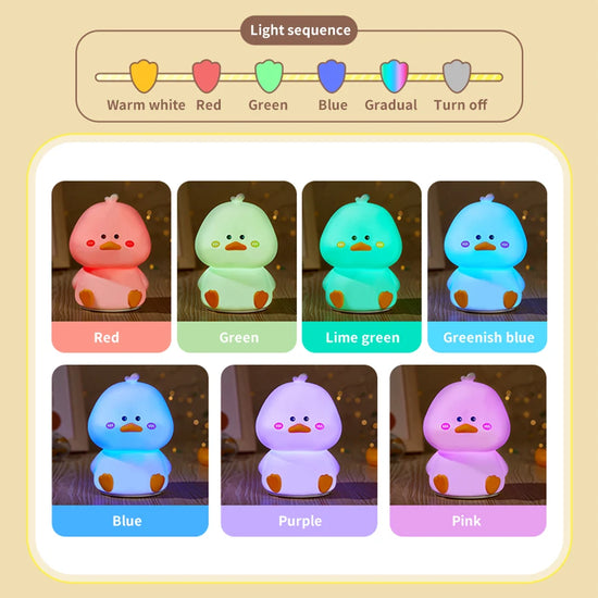 Rechargeable Silicone LED Night Light Cartoon Cute Duck Patting Lamp